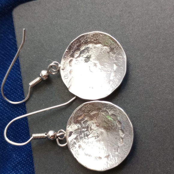 Silver Stamped Concho Dangle Earrings - Picture 16 of 16